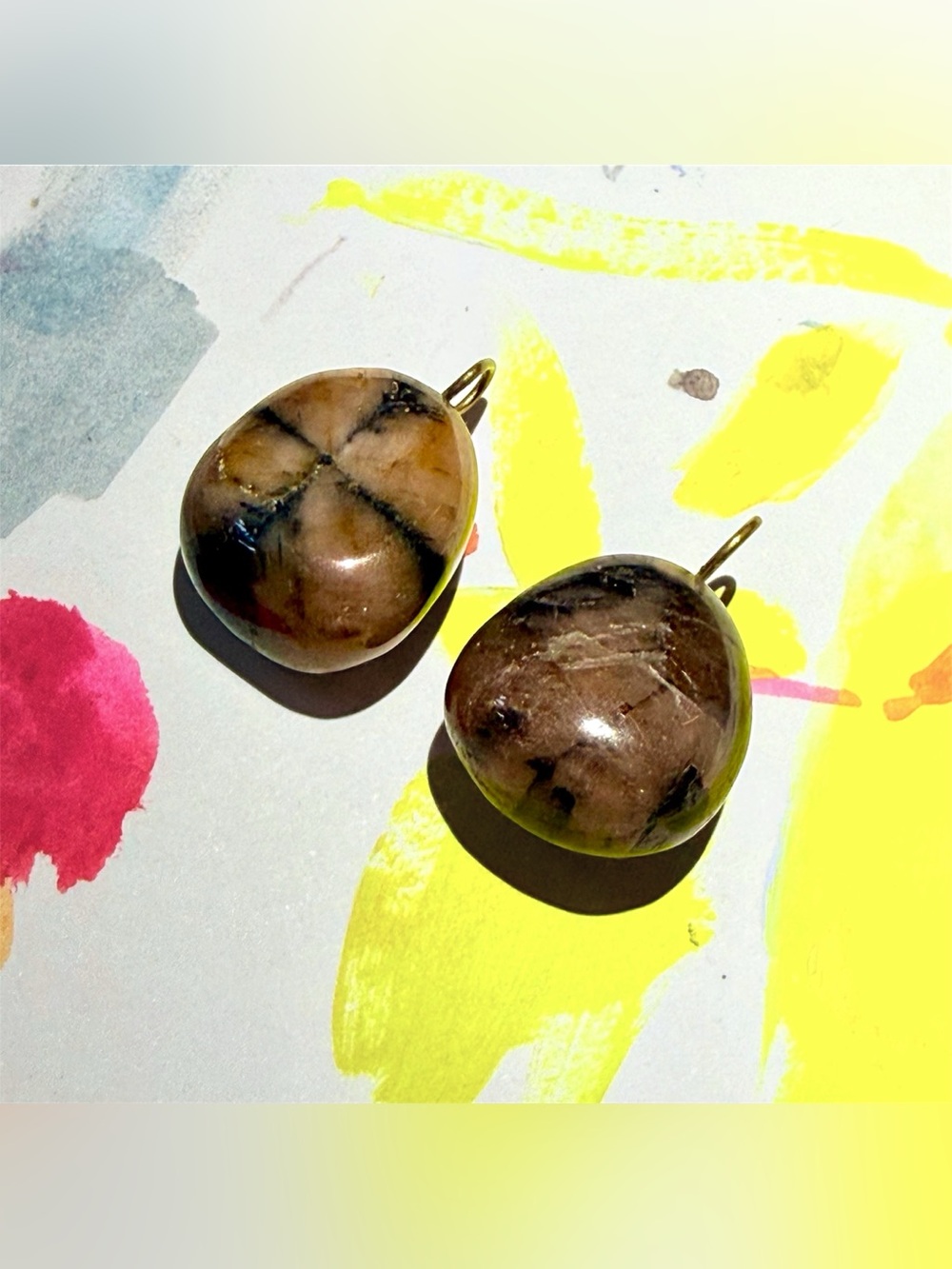 2 Chiastolite Polished Pendants